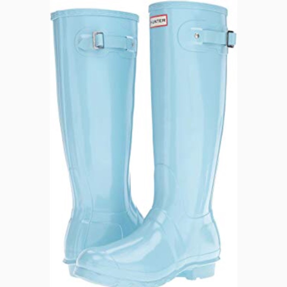 Blue Tall Glossy Hunter Boots